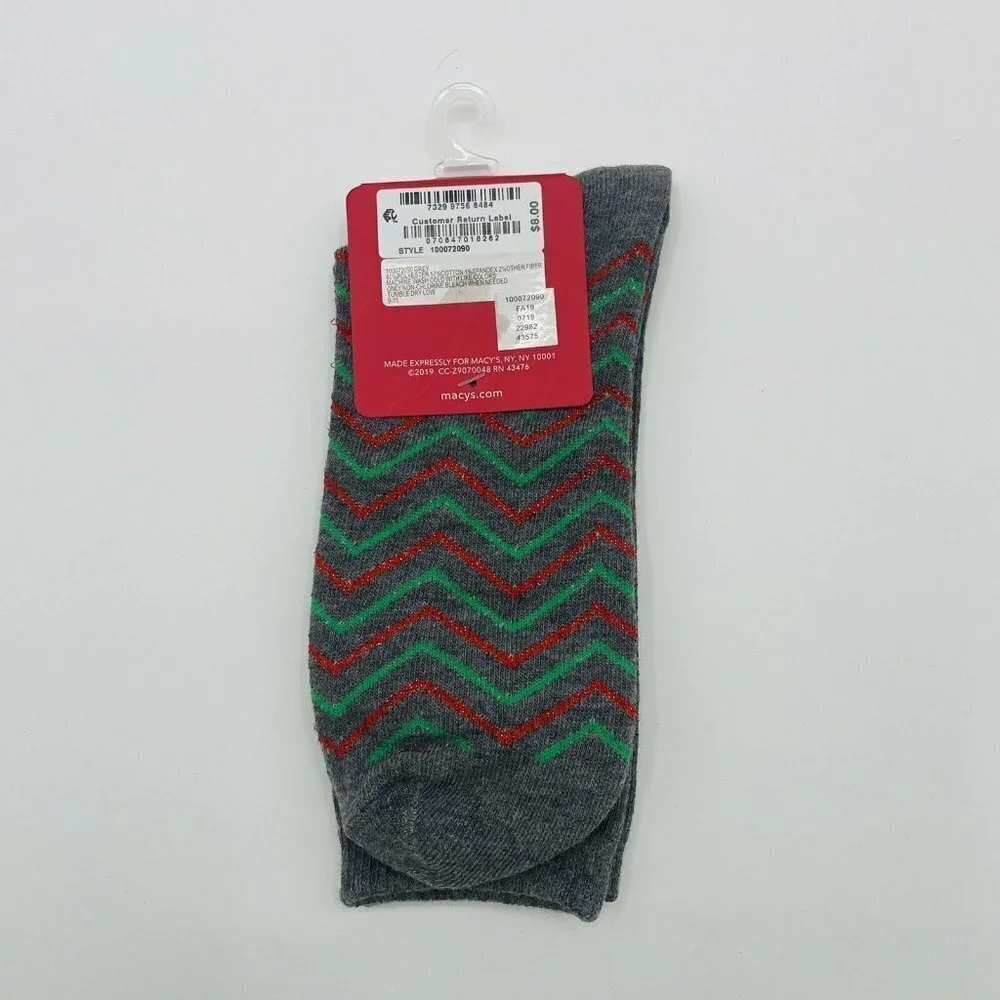 Charter Club Womens Sock Size 9-11 Christmas Frenchie Dog in Stocking Crew Socks